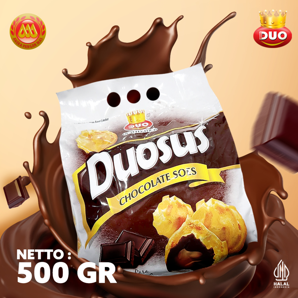 

DUO Duosus Kue Sus Kering Isi krim Cokelat / Vanilla / Blueberry / 1 Karton x 4 Pack - Netto 500gr Snack Cemilan Anak Murah