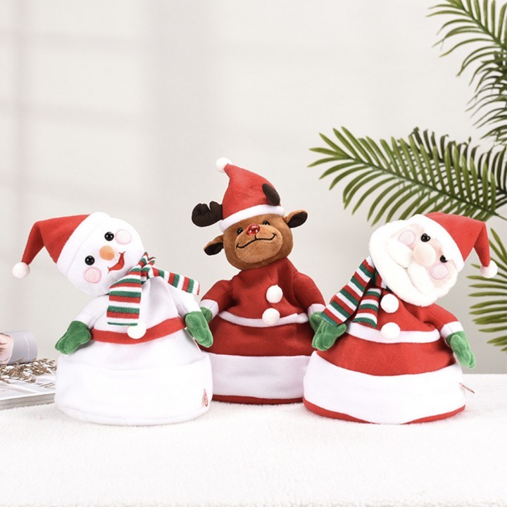 Yeraya Boneka Topi Natal Gerak Lampu Musik Dancing Singing topi natal unik boneka natal topi boneka 