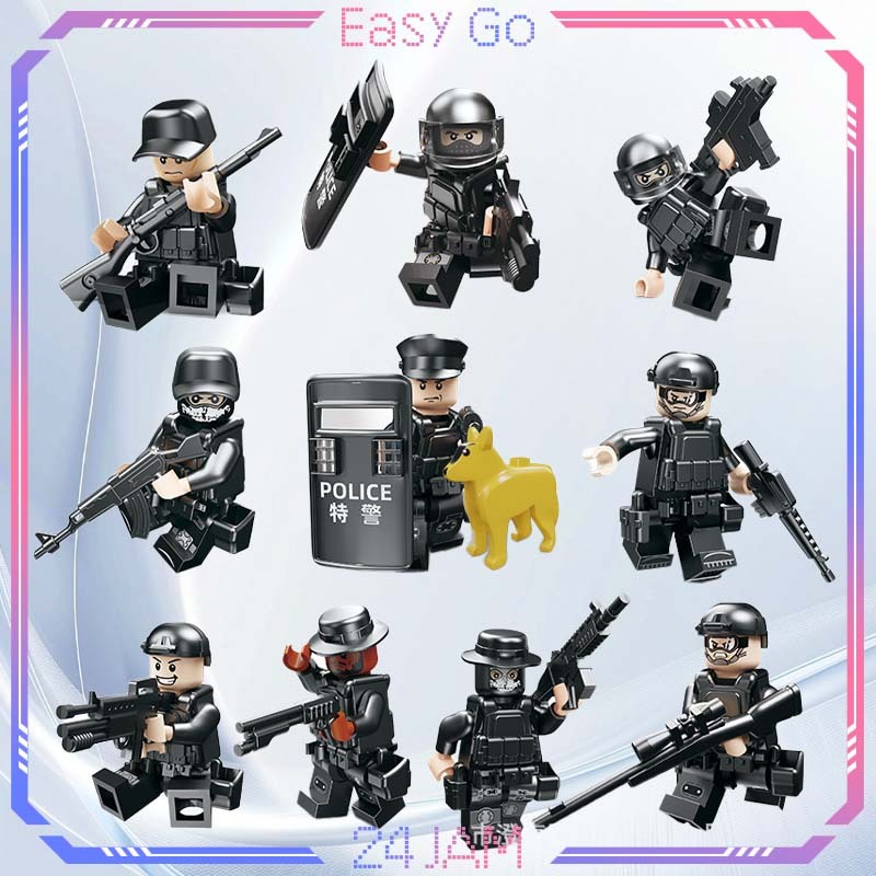 Mainan Tentara Anak Mainan Polisi Set Mainan Tentara Mini Minifigure Army Military Swat Dengan Anjin