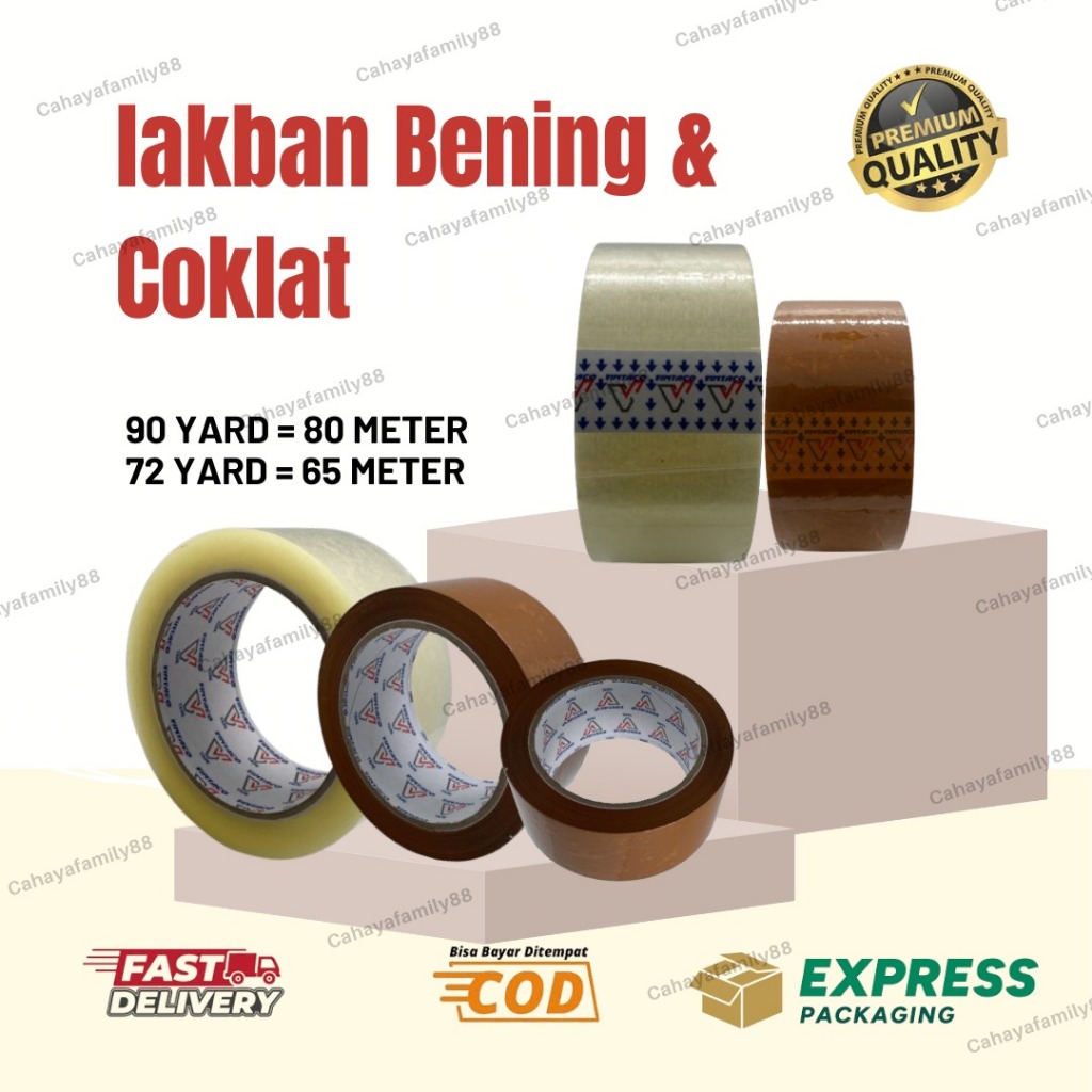 

Lakban Bening PROMO & TERMURAH lakban ( 90 Yard X 45 Mm ) - Lakban Tebal & Transparan Premium OPP Tape Vintaco