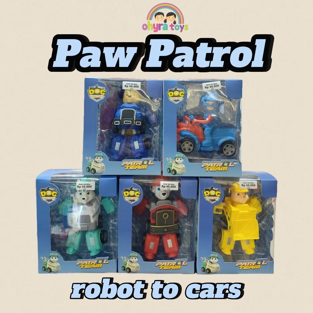 Mainan Anak Robot Paw Patrol Satuan Bisa Berubah Mobil