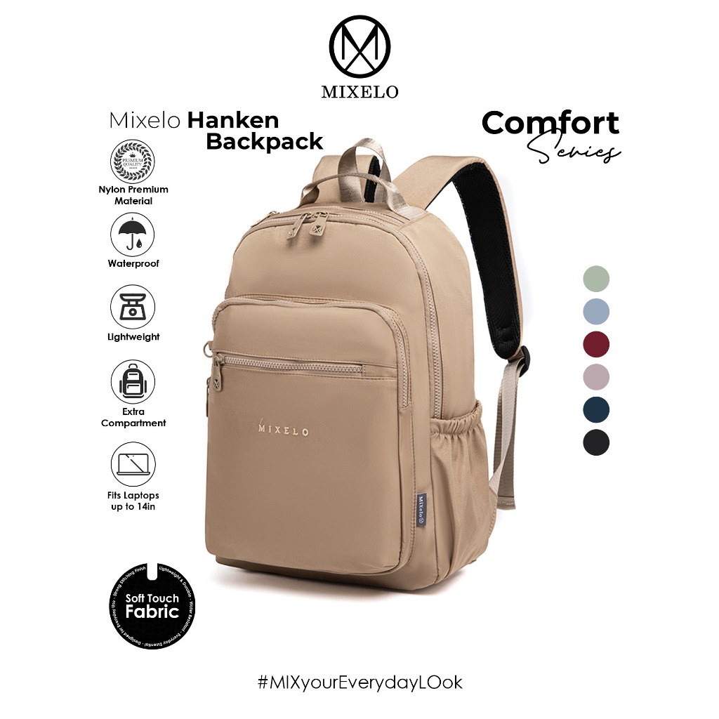 Mixelo Tas Ransel Hanken Backpack Nylon Waterproof Tas Punggung Laptop Kasual