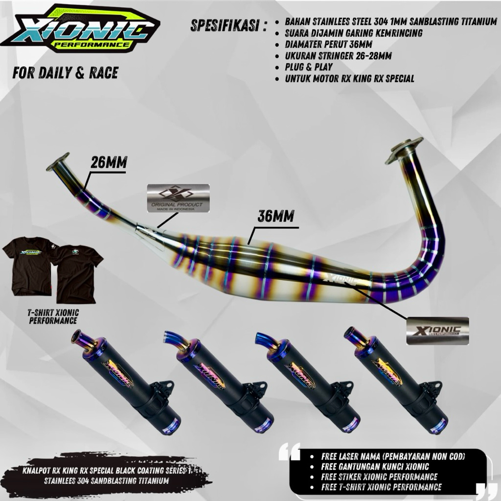 Knalpot Rx King Rx Special Kolong Repsol Xionic Performance Black Powder Coating Series 1 Titanium s