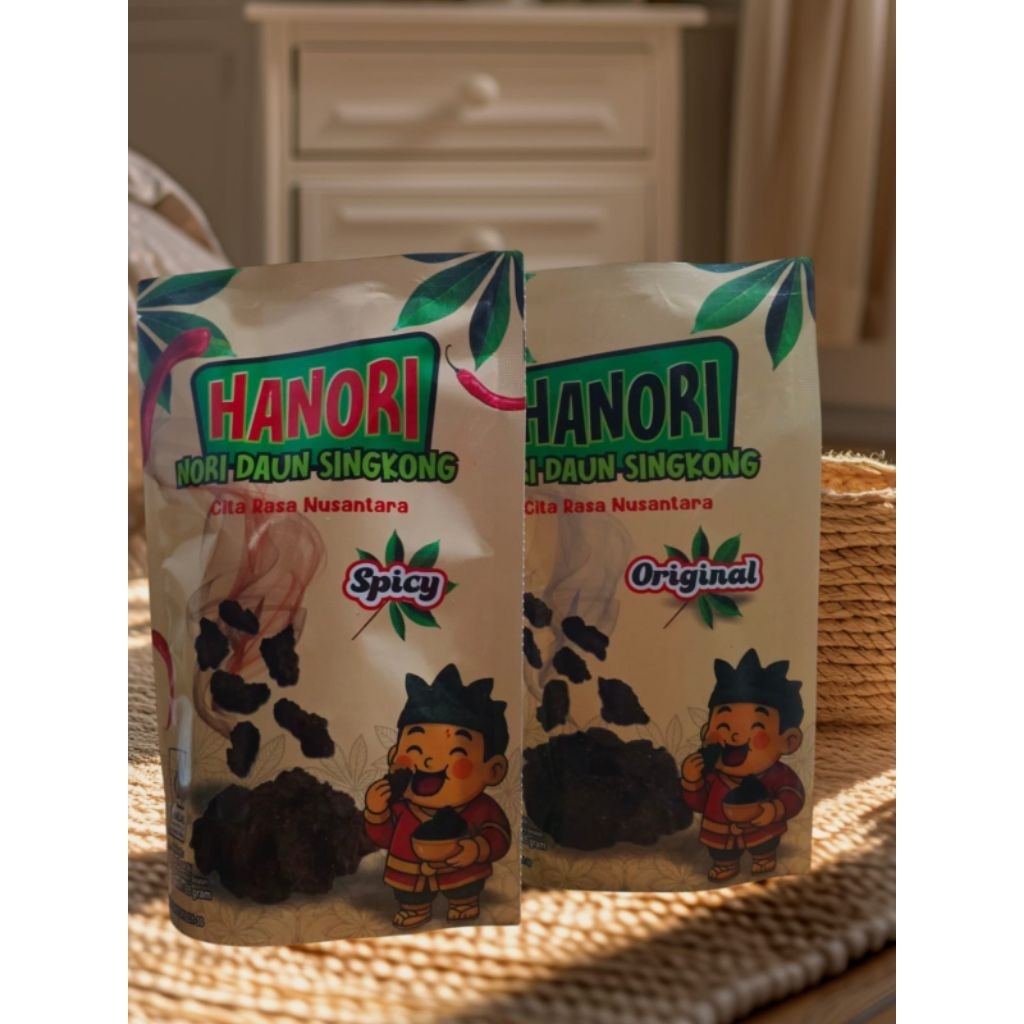 

Terlaris Hanori paket duet 2pcs ori&spicy Nori Daun Singkong camilan sehat kaya serat untuk vegetarian