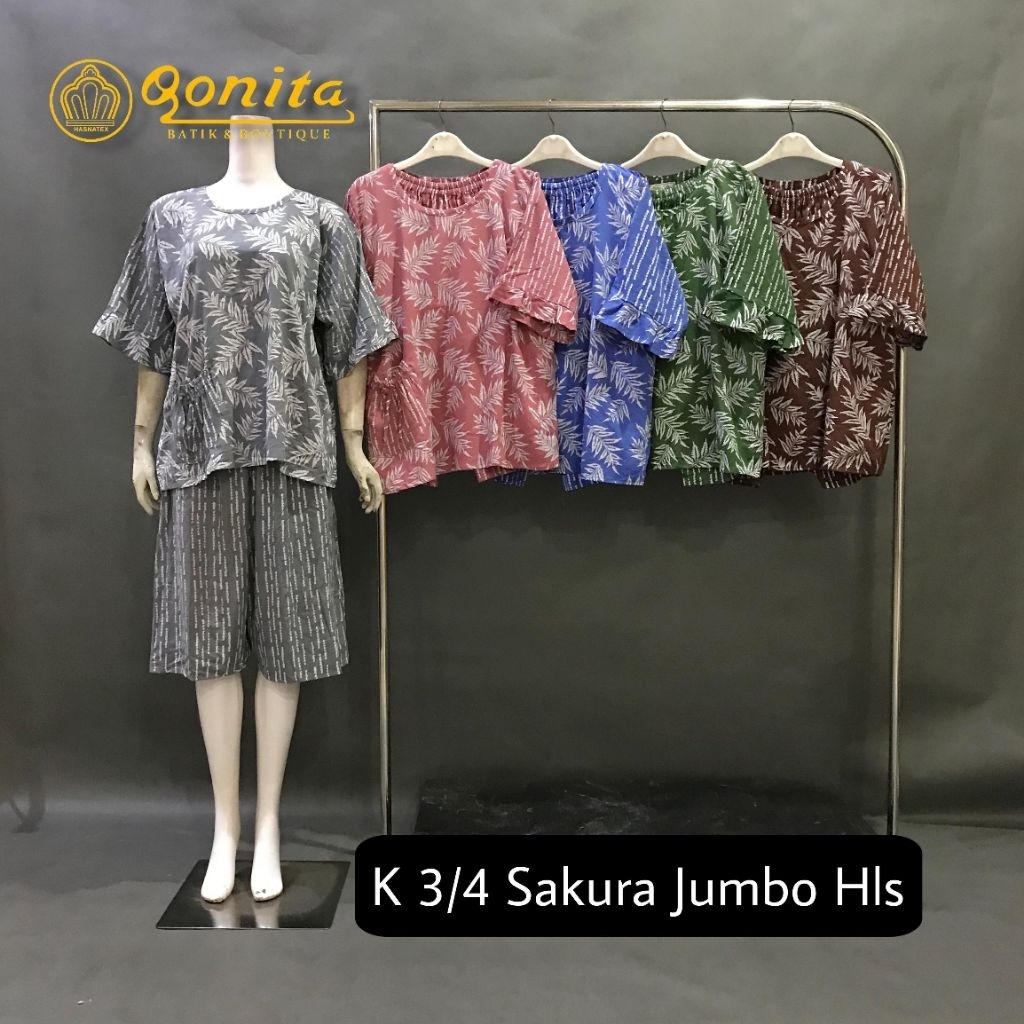 SETELAN CELANA 3/4 ( SELUTUT) BY QONITA BATIK UKURAN STANDAR (LD100)DAN JUMBO (LD120)