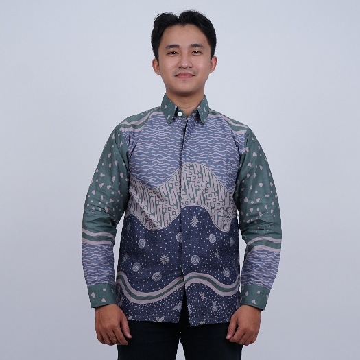BATIK TRUSMI Atasan Batik Kemeja Batik Pria Lengan Panjang Motif Kombinasi Hijau SWD RJB