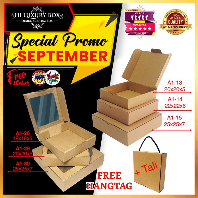 

Kotak Kue | Dus Kue | Kotak Serbaguna | Kotak Murah Kraft 22x22x6 Box Packaging Polos A1-14
