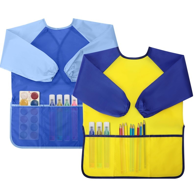 Kids Painting Apron Apron Lukis Anak Celemek Melukis Art Smock Kids Anti Air Apron Waterproof Lengan