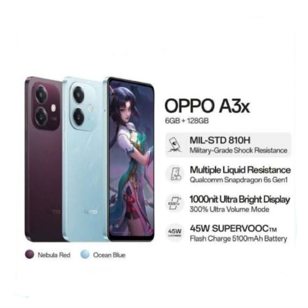 HP OPPO A3X 6/128 GB - OPPO A3x RAM 6GB ROM 128GB GARANSI RESMI