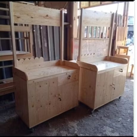 BOOTH jati belanda 60x120x180/booth portable /gerobak kayu jati belanda