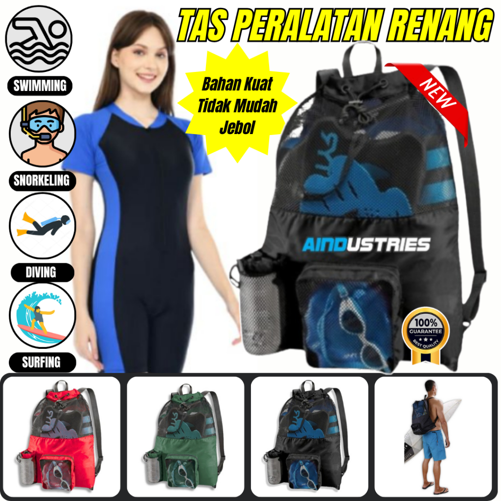 Tas Renang Dewasa Premium Muat Banyak Perlengkapan  tas renang jaring transparan