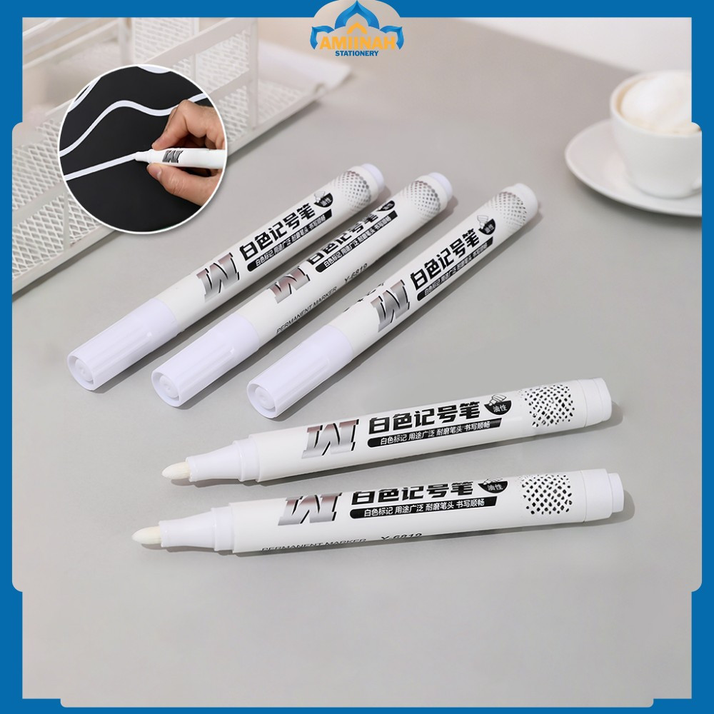 

Spidol Putih Lukisan Tinta Permanen Tidak Luntur dan Tahan Air / Spidol Putih Berbasis Halus Tebal Serbaguna Amiinah Stationery A121