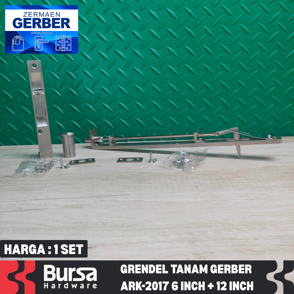 Grendel Tanam Pintu Rumah Flush Bolt Gerber ARK-2017 MSN 6 Inch dan 12 Inch