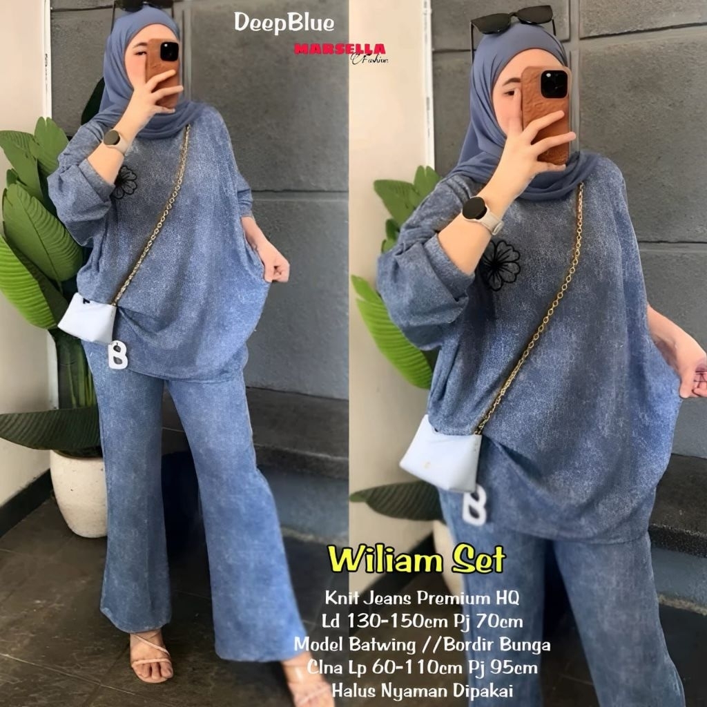 William set by Marsella Setelan kulot wanita jumbo Ld 130-150cm Oneset Korean oversize Terlaris