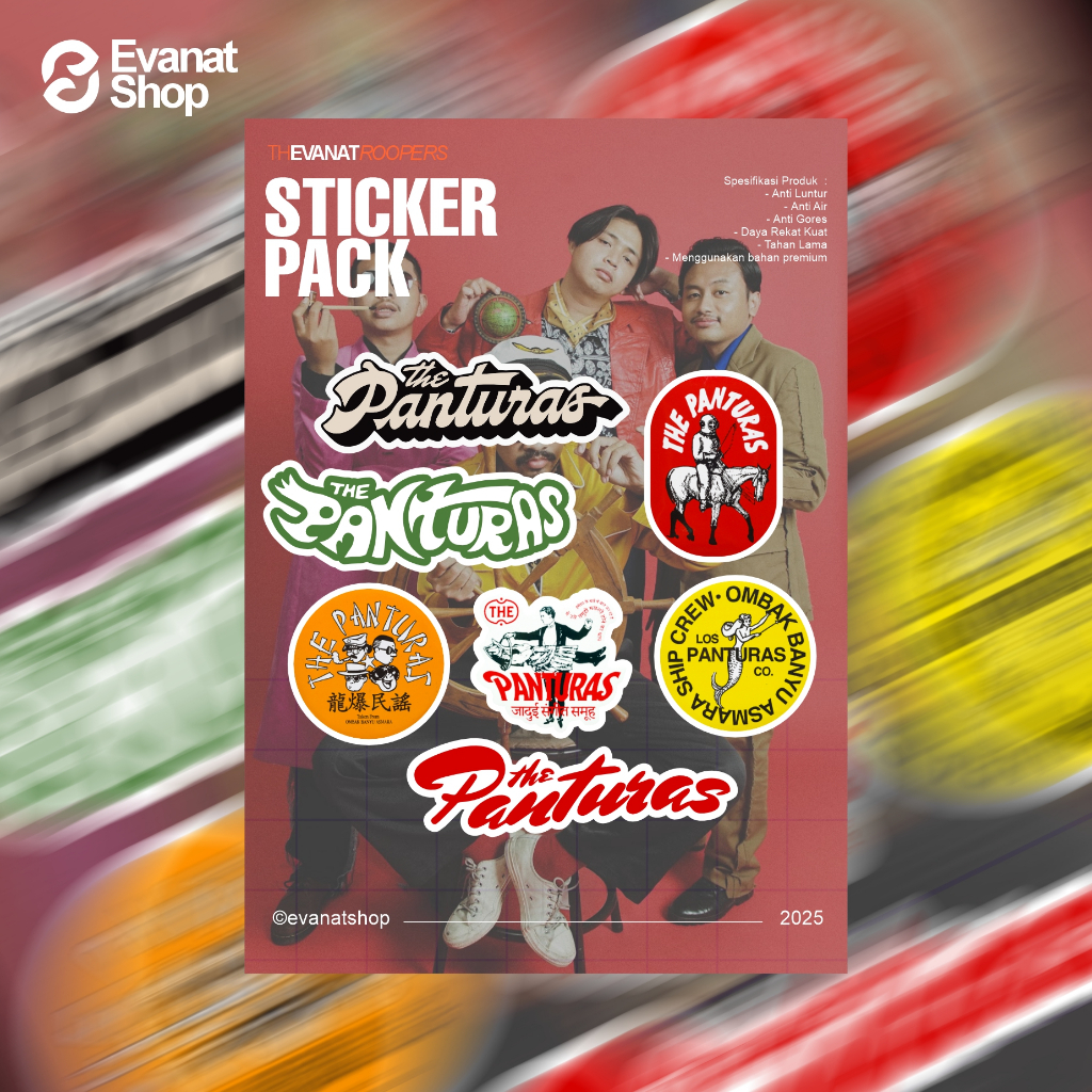 

STICKER PACK BAND THE PANTURAS ANTI AIR ANTI GORES ANTI LUNTUR PREMIUM