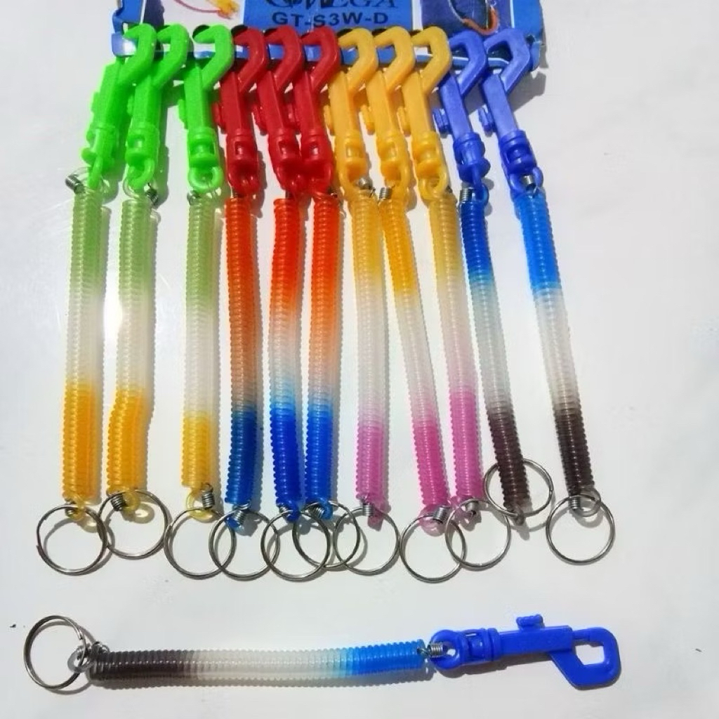 GANTUNGAN SPIRAL/GANTUNGAN KUNCI MOTOR ANTI HILANG TALI PER ELASTIS