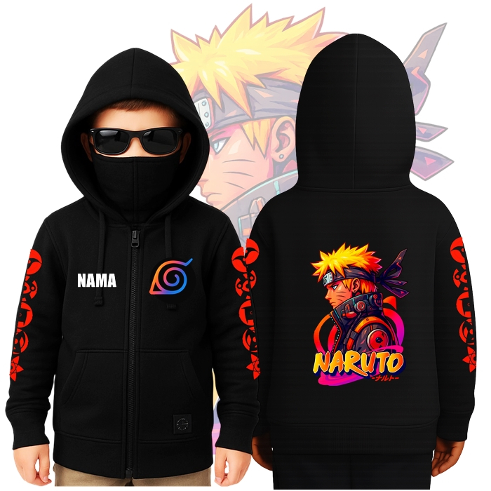 FREE NAMA Jaket NARUTO  AOT attack On titan Anak tanggung laki Laki Evos pripayer Model masker ninja