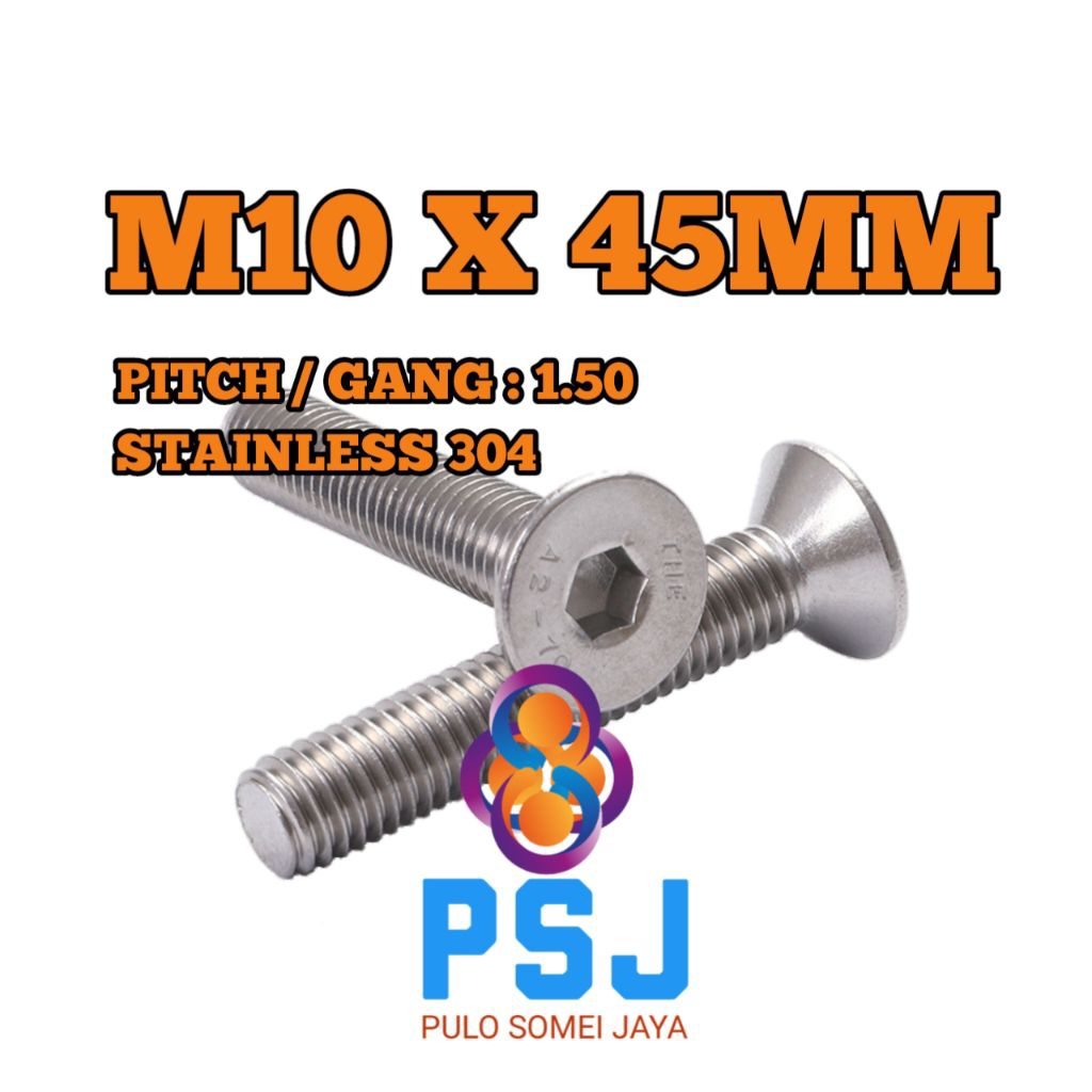 Baut JF L Stainless / Verseng M10 x 45 Stainless 304