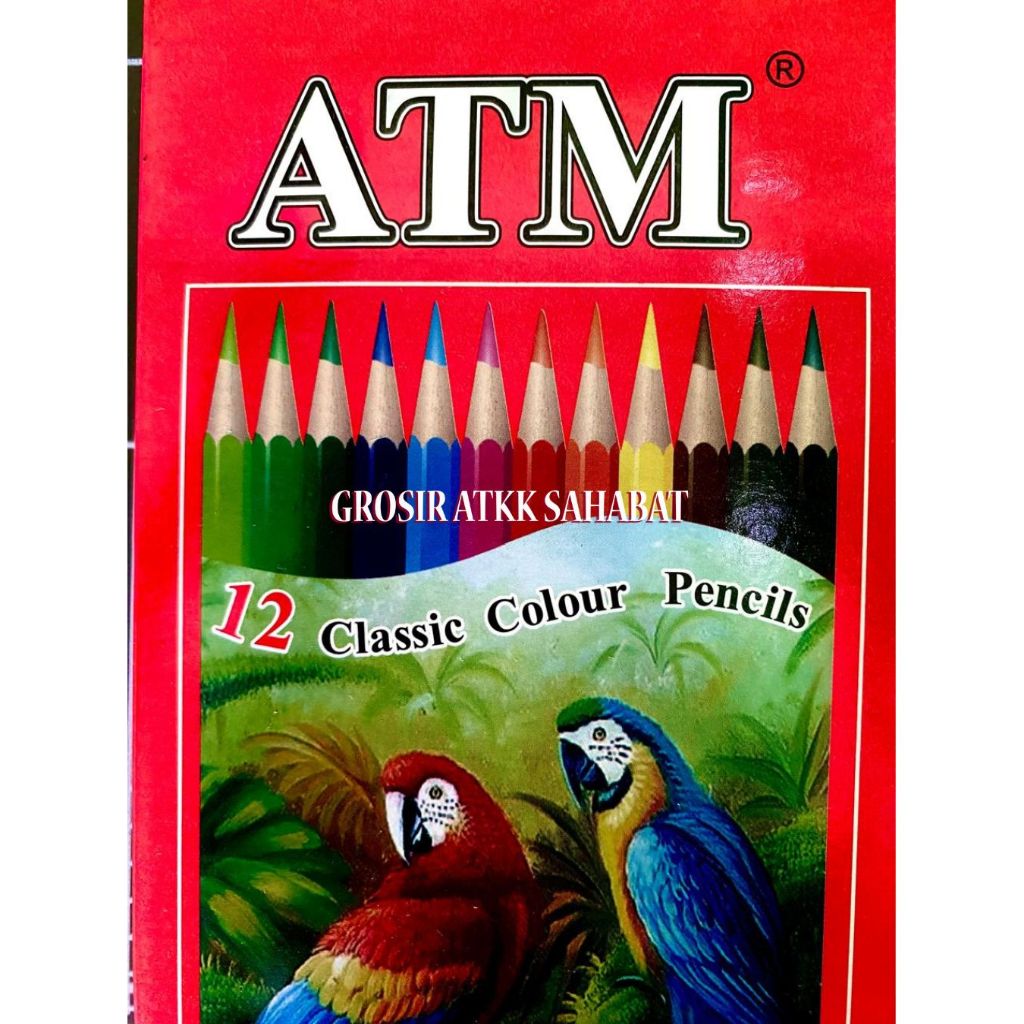 

GROSIR HARGA 1 LUSIN Pensil Warna/Kelir Kayu Murah ATM ECO isi 12