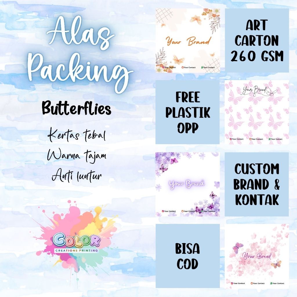 

[FREE PLASTIK] Alas Packing 260gsm BUTERFLIES - Souvenir Packaging Gelang Bracelet Cincin Ring Bros Bross Kalung Necklace