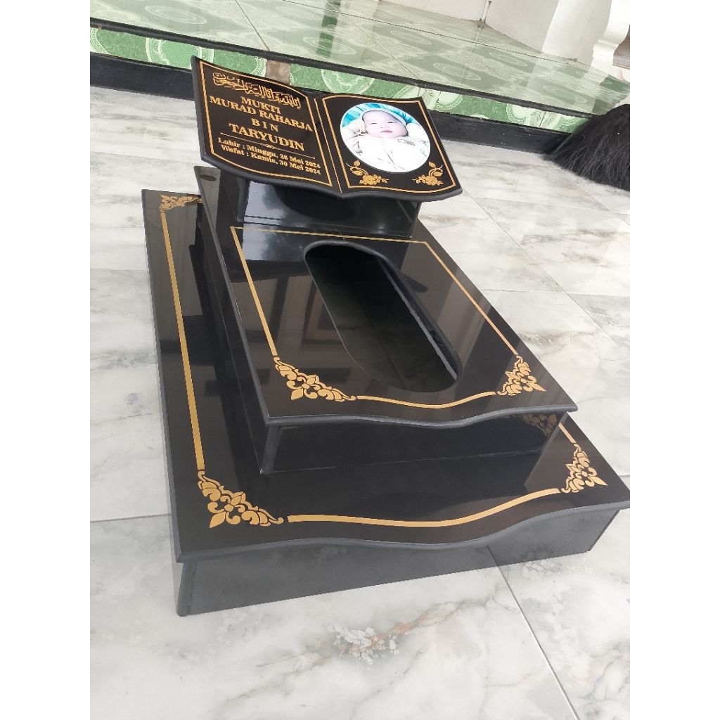 BATU NISAN FOTO / KIJING MAKAM ANAK BAYI FULL SET MOTIF UK 40X60 CM