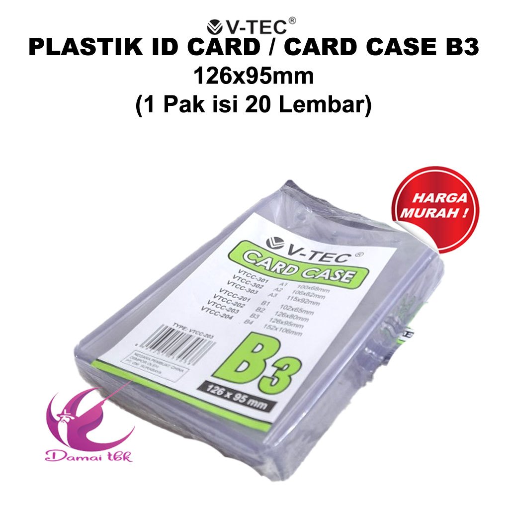 

(1 Pak Isi 20 Lembar) V-tec Plastik ID Card B3 / Card Case B3 (126x95mm)