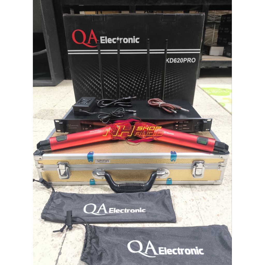 Mic Wireless QA Electronic KD620pro Warna Merah /RED KD 620 Original By RDW UHF 2 Mic Genggam 100 Me