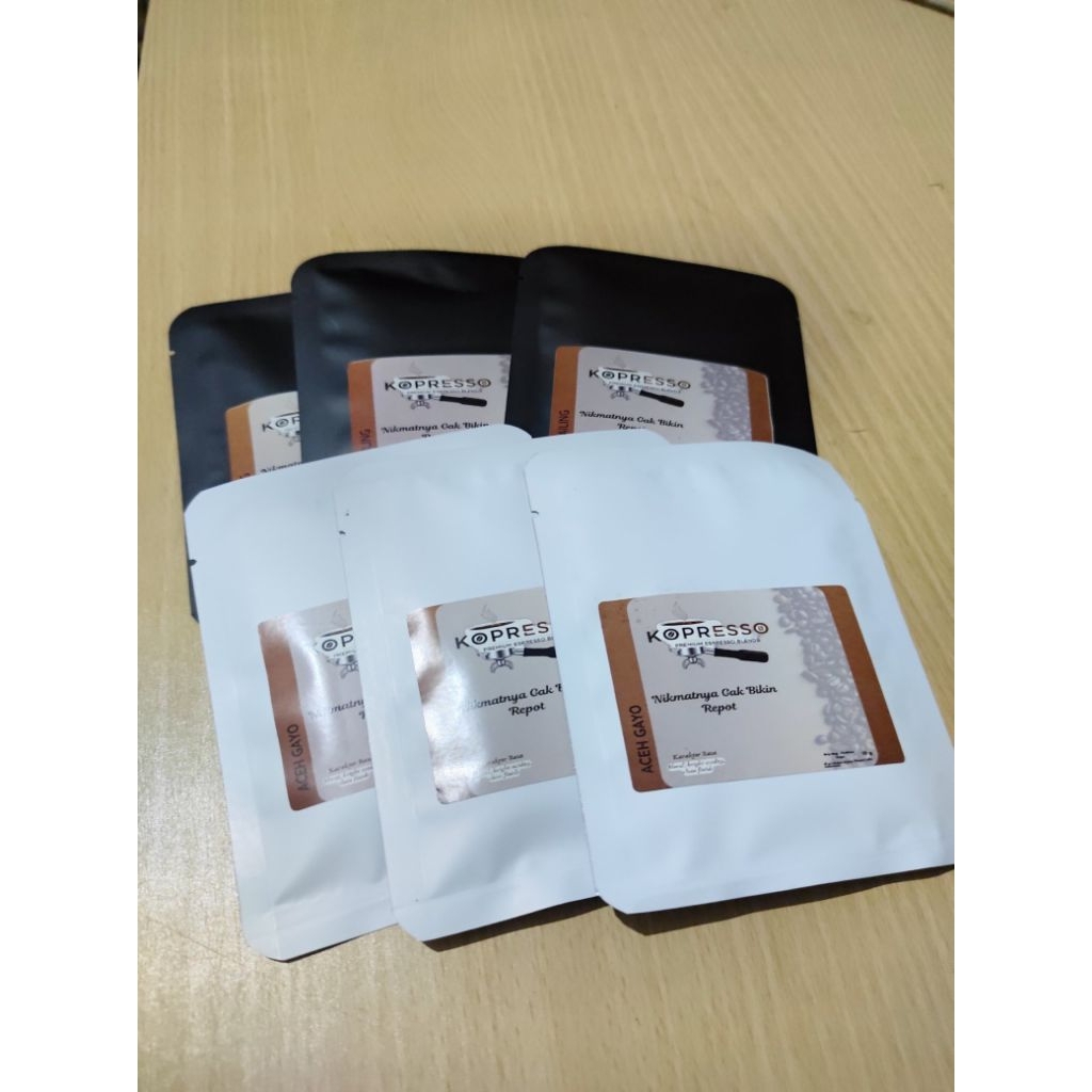 

kopresso-kopi Drip Bag Mandhailing Arabica Gayo premium praktis secepat barista..