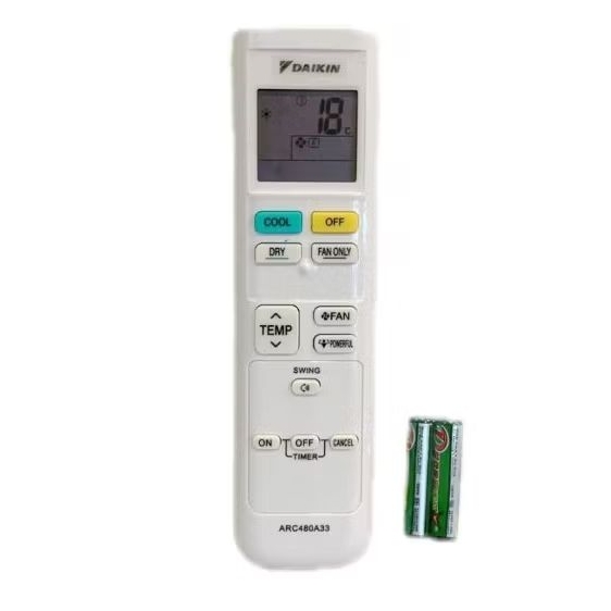 Remot Remote AC Daikin ARC480A33 FTC15NV14 FTC20NV14 FTC50XV14 FTC25NV14 FTC35NV14 FREE 2PCS BATERAI