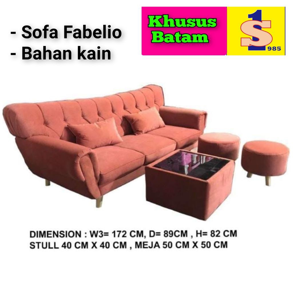 SOFA TAMU FABELIO 3DDK-2STULL BULAT-1MEJA PERSEGI/SOFA FABELIO (KHUSUS BATAM)