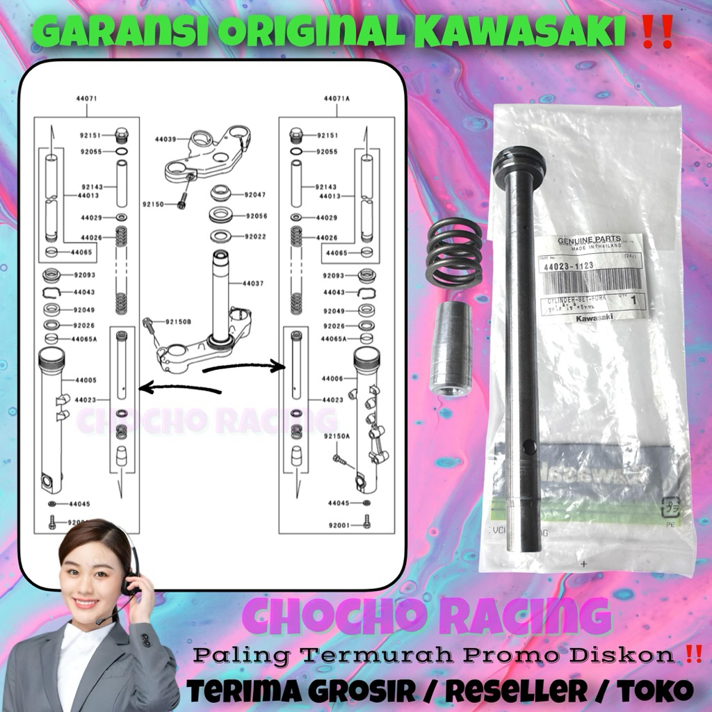 [1123] PROMO DISKON - SULING PIPA AS SHOCK DEPAN NINJA RR OLD ZX CBU NEW KR KRR 150 ORI ASLI KAWASAK