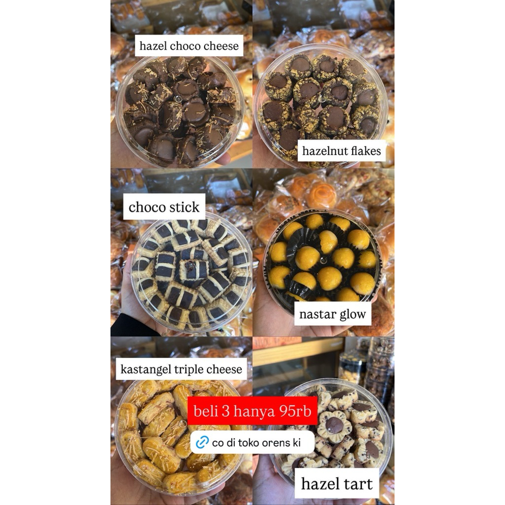 

PAKET HEMAT-kue kering premium, 95k dapat 3 toples