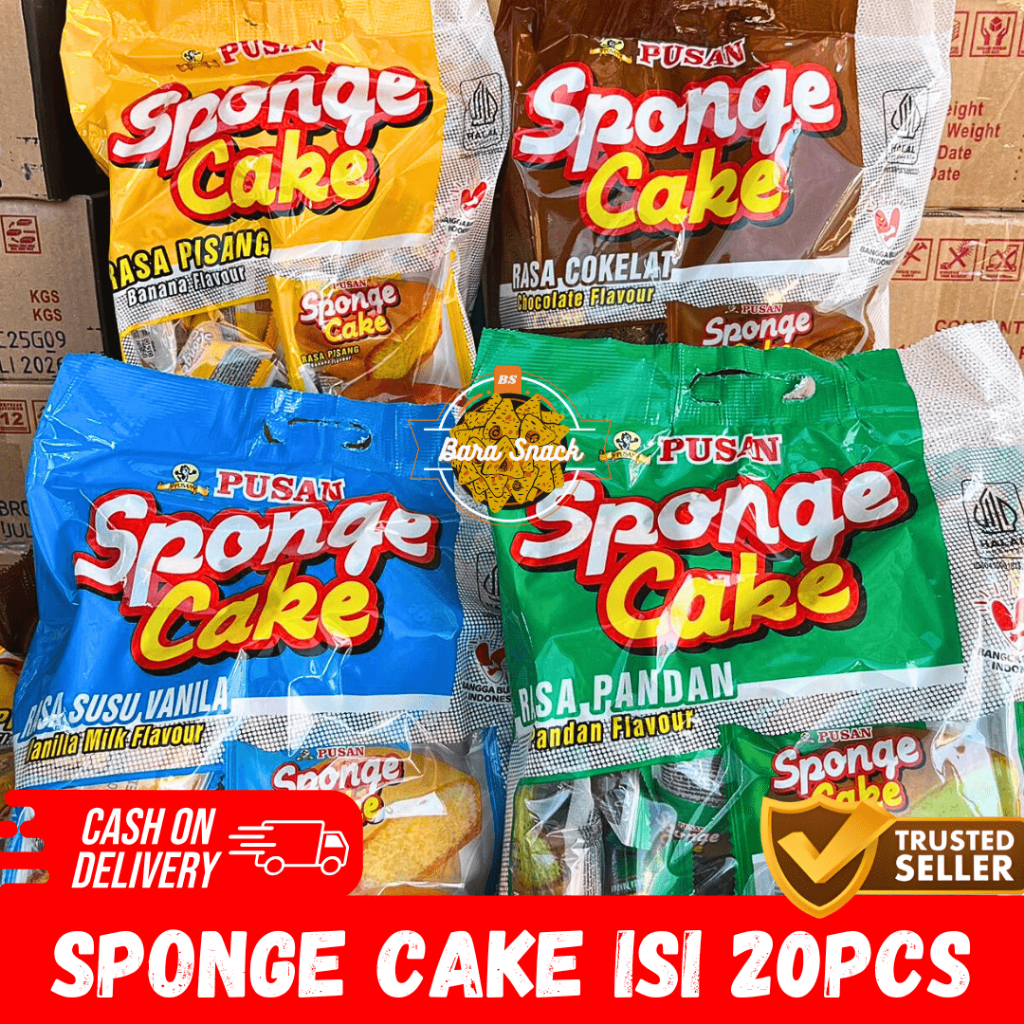 

[ PROMO] Pusan Bolu Sponge Cake Isi 20pcs / Kue Bolu Rasa Pisang / Coklat / Vanilla / Pandan Termurah