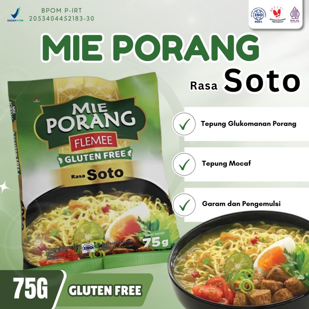 

Mie Porang Mocaf FREE GLUTEN FLEMEE rasa SOTO