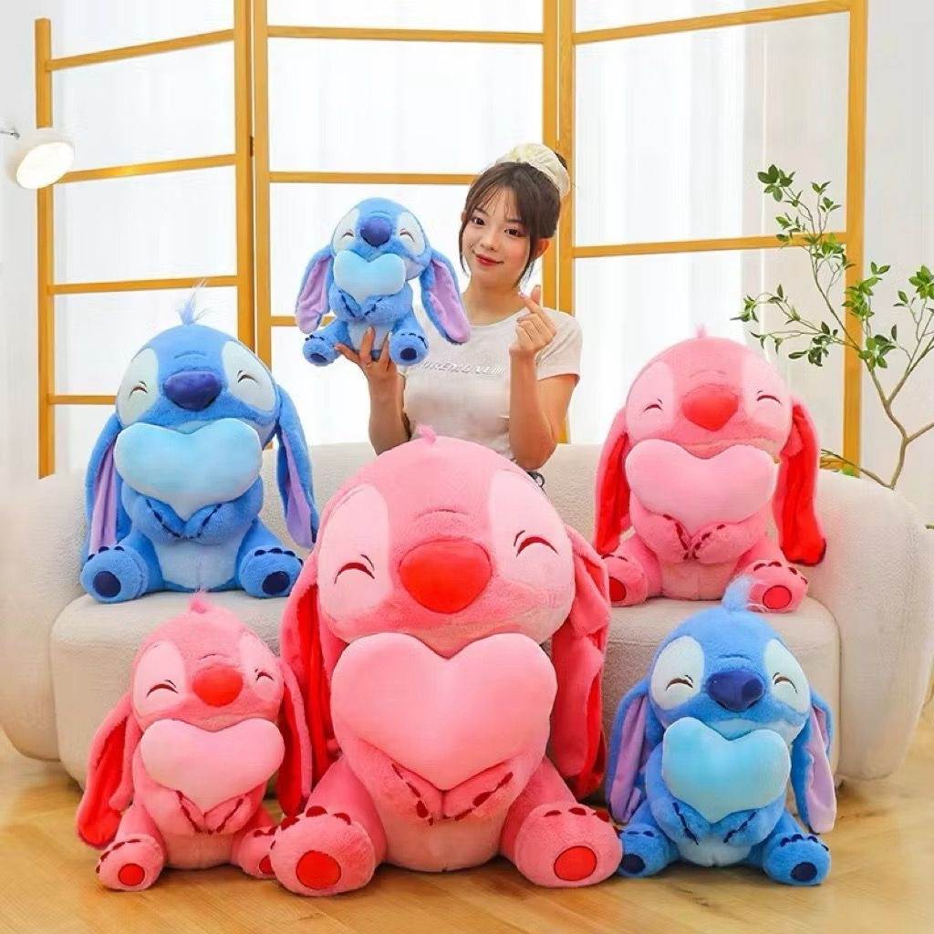 Boneka stitch love import fluffy boneka lilo and stitch sending love mainan boneka stitch kado valen