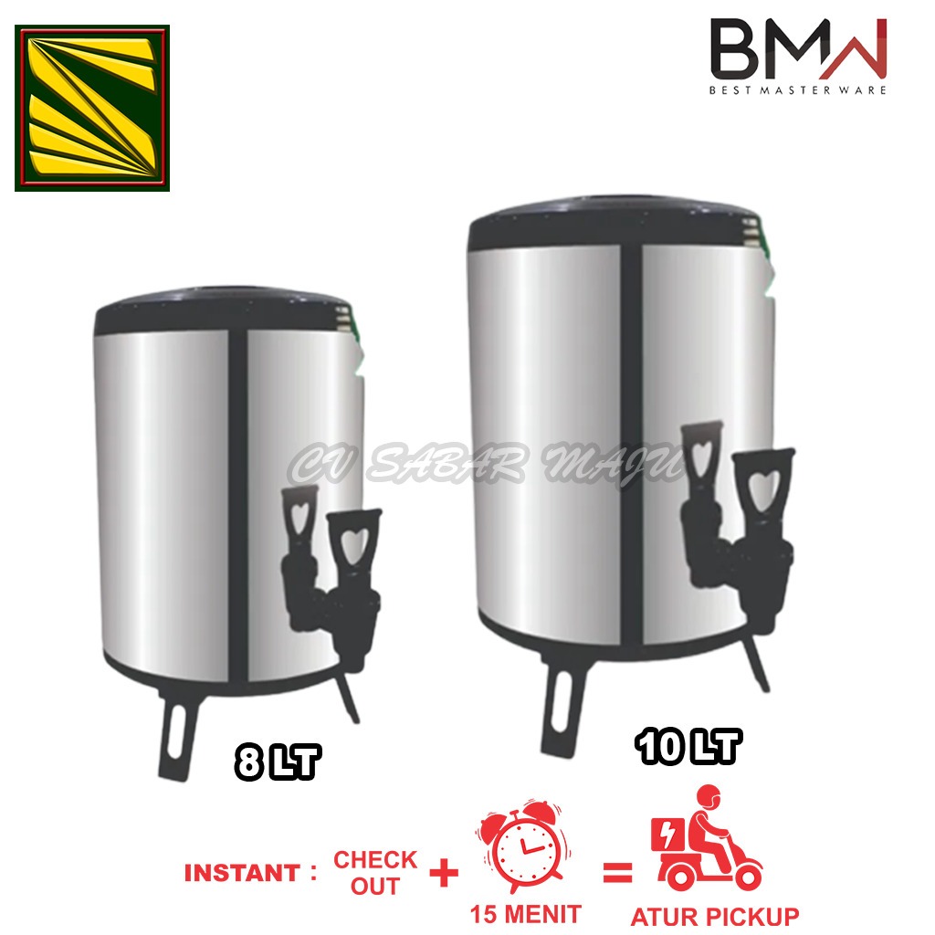 BMW Water Jug Milk Tea Stainless Steel BMW Kitchenware Dispenser Air Panas / Dingin Termos dengan Kr