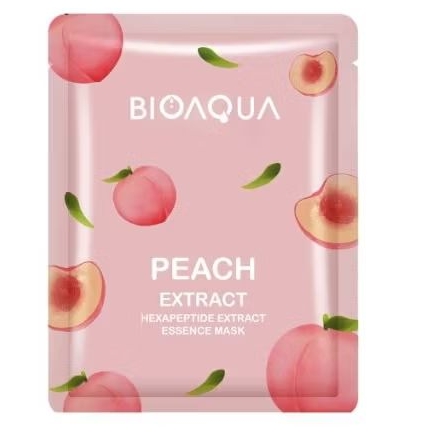 BIOAQUA PEACH EXTRACT HEXAPEPTIDE ESSENCE MASK MASKER WAJAH