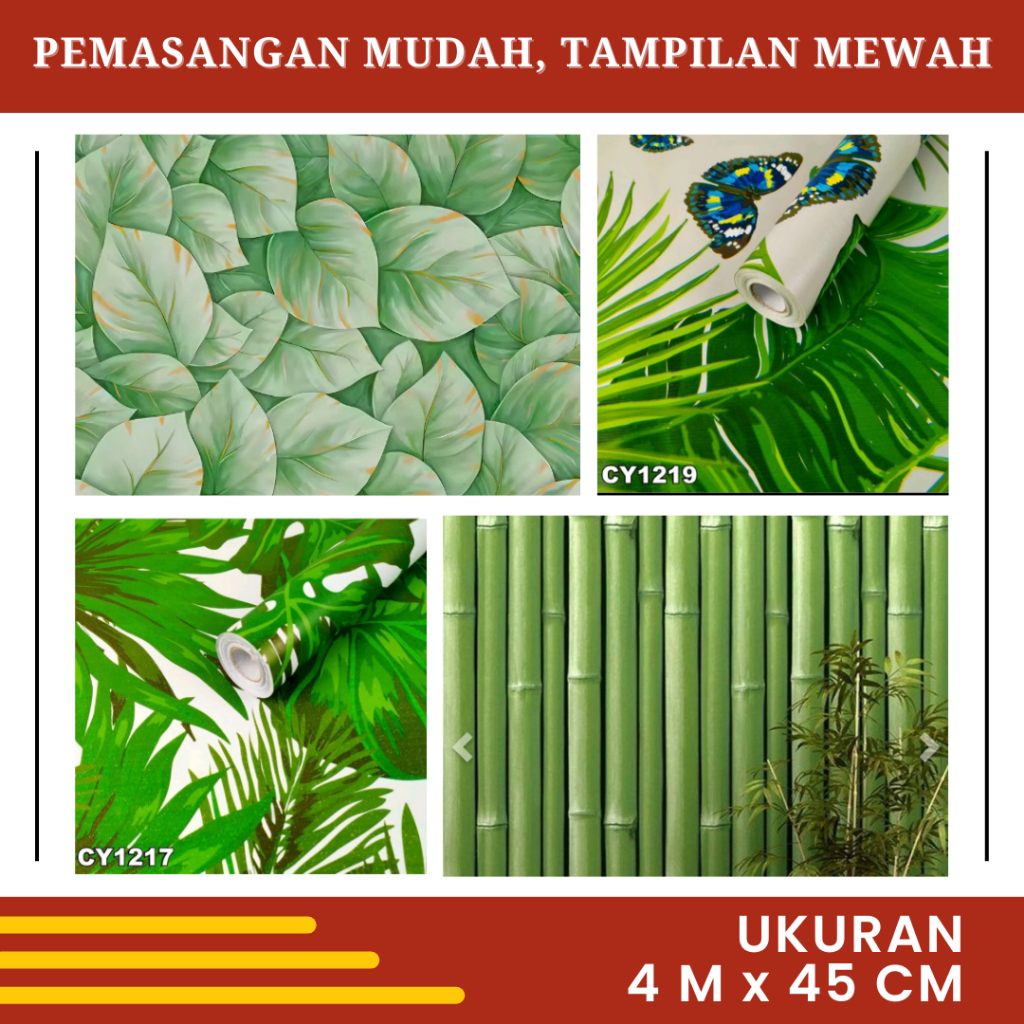 Wallpaper Dinding Ruang Tamu Walpaper Dinding Motif Daun Hijau Tropis Wallpaper Dinding Motif Alam