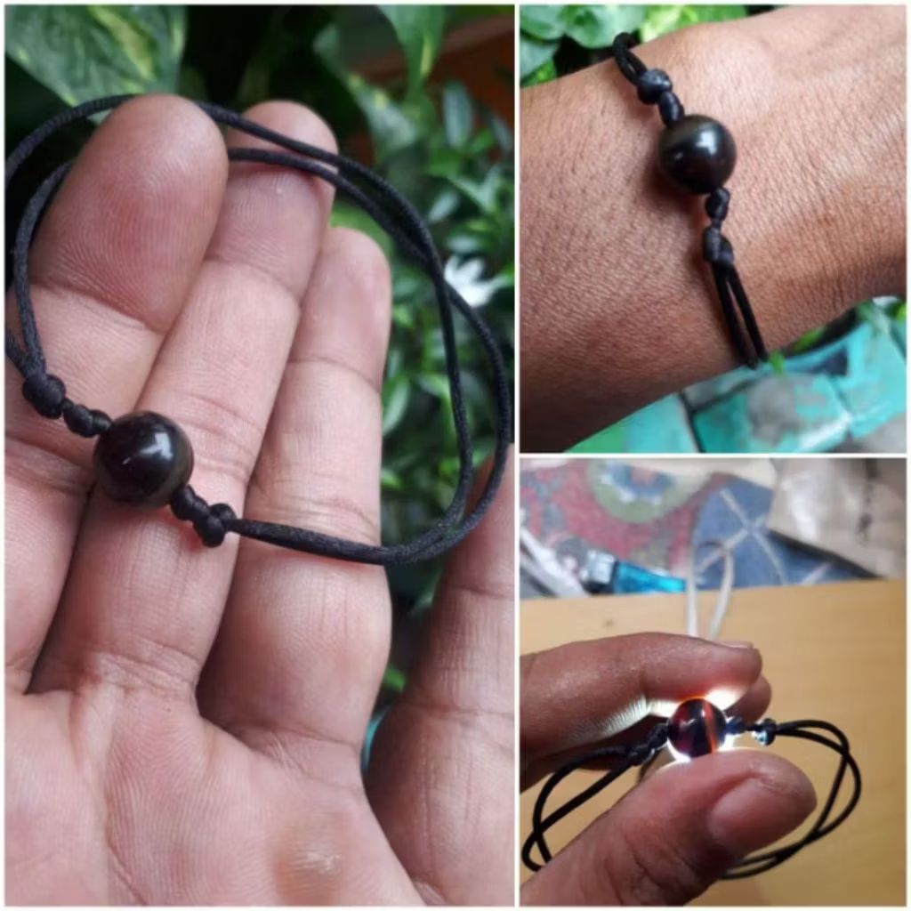 Gelang Simple Batu Akik Asli Yaman Wulung Dan Kecubung Wulung 10mm Termurah