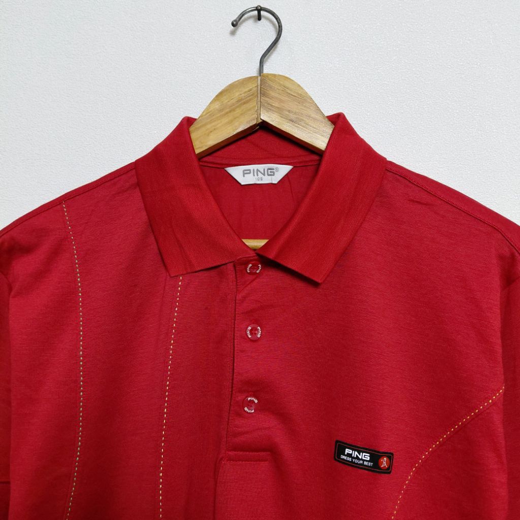 PING baju kaos kerah olahraga pria, baju atasan olahraga pria