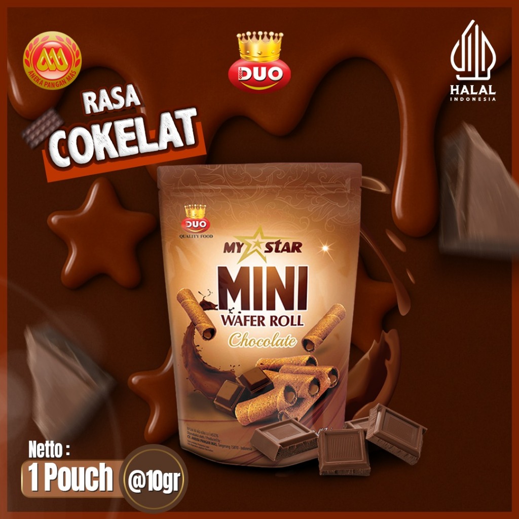 

DUO My Star Mini Wafer Roll Cokelat - Netto 35gr Snack Cemilan Anak
