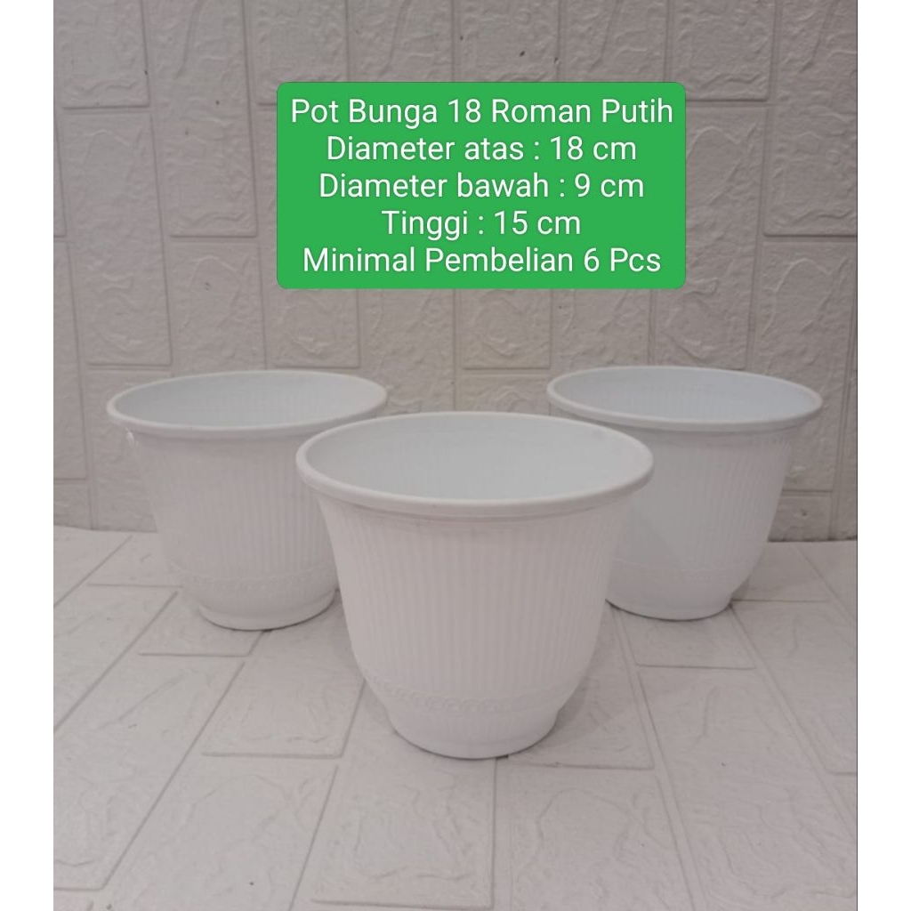 Pot Bunga 18 Roman Putih / Pot Bunga Plastik Putih