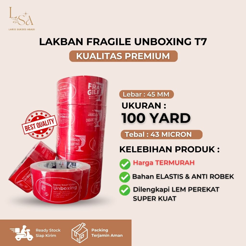 

Lakban Fragile Unboxing T7 45mm 100 Yard 43 Micron