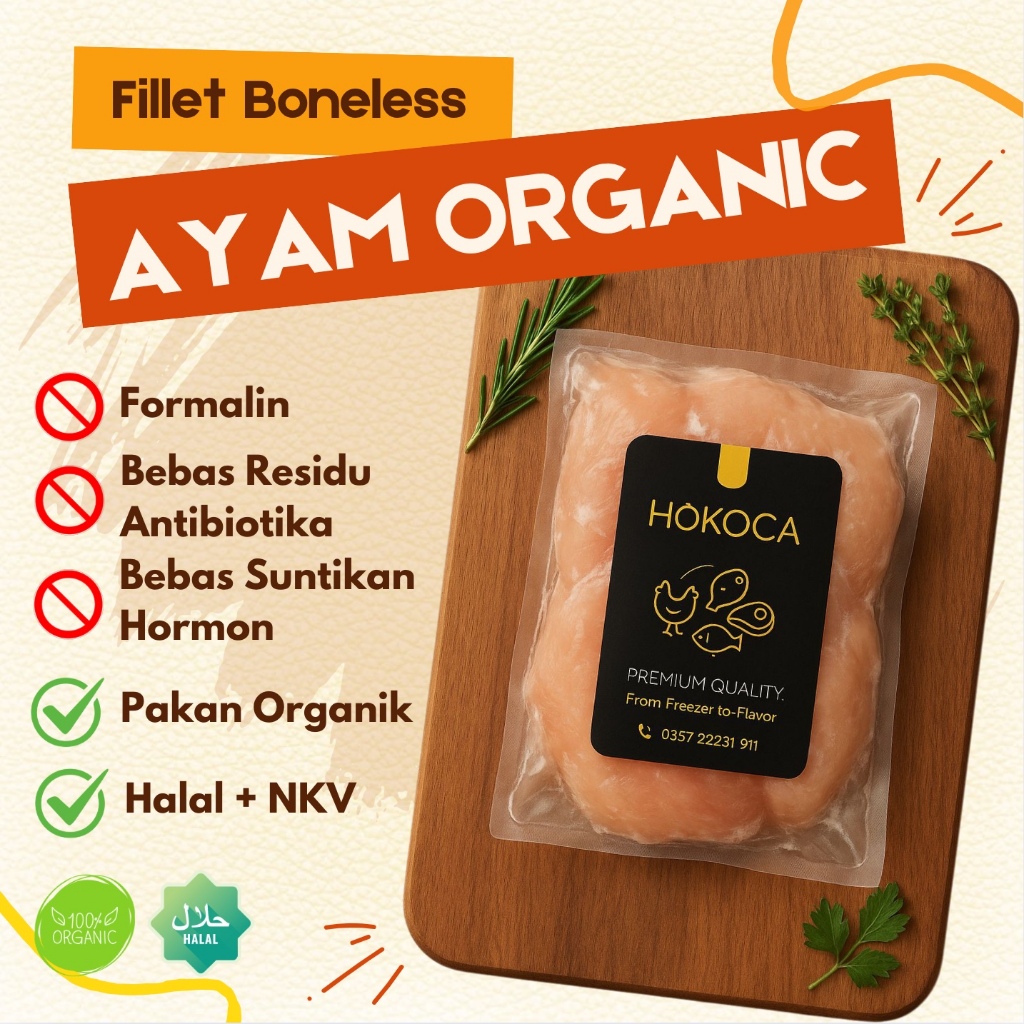 

Fillet Dada / Paha Ayam Kampung / Ayam Organic Boneless Frozen Segar