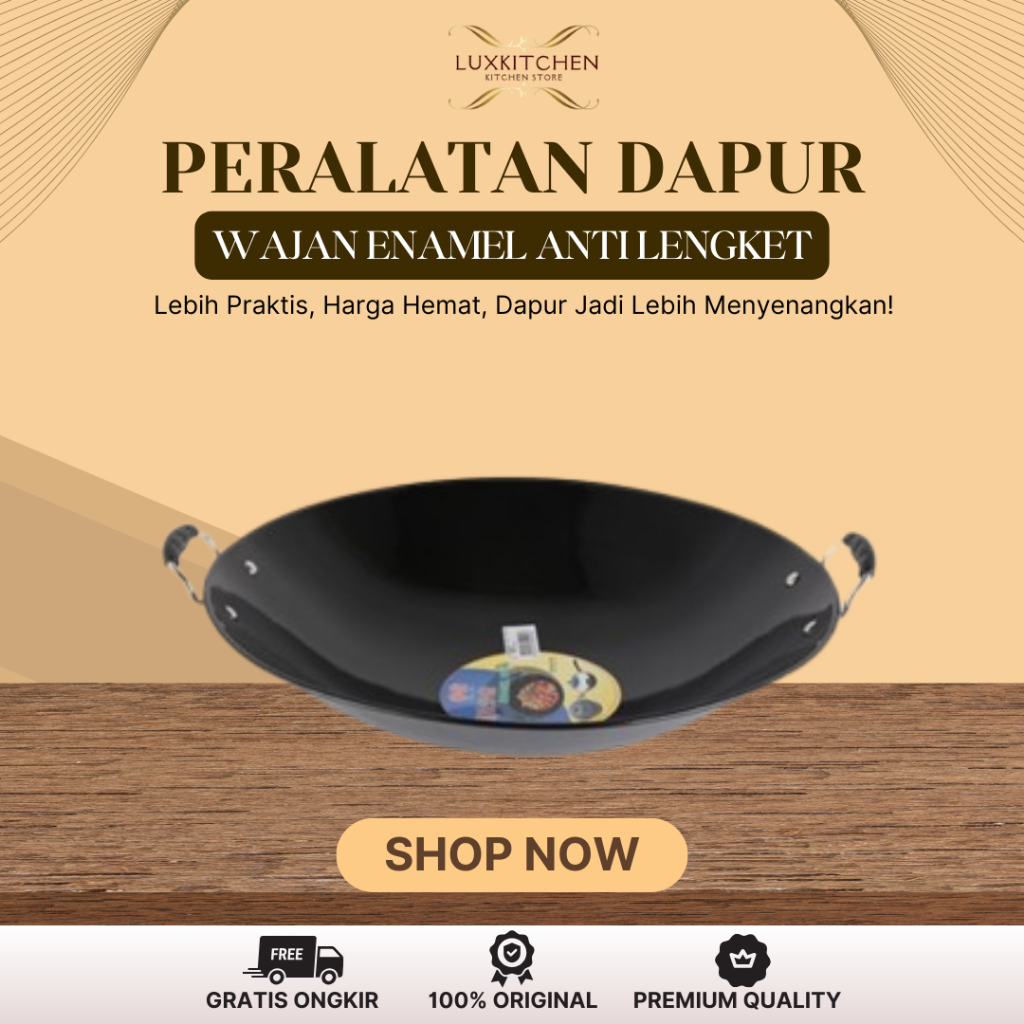 LuxKitchen - Wajan Besi Enamel / Wajan Penggorengan / Wajan Tebal / Wajan Anti Lengket - 503