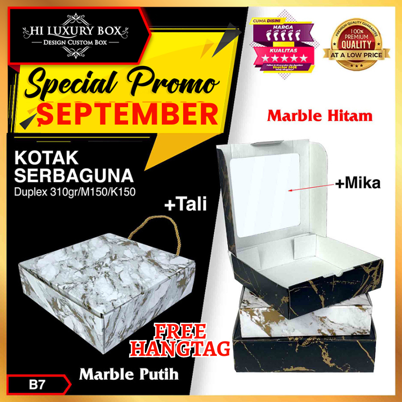 

Kotak Kado Baju - Kotak Mika Marble - Kotak Souvenir - Box Hampers 25x25x7 - B7