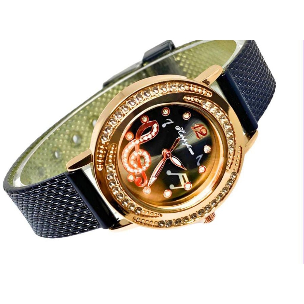 jam tangan wanita dial not musik tali silikon glitter