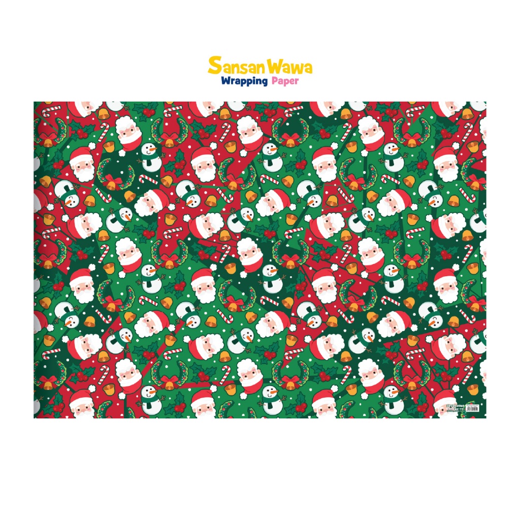

(Paket 5 lembar) Motif Natal Xmas Christmas Kertas Kado jumbo Sansan Wawa uk 70 x 100cm - wrapping paper untuk birthday ulang tahun gift