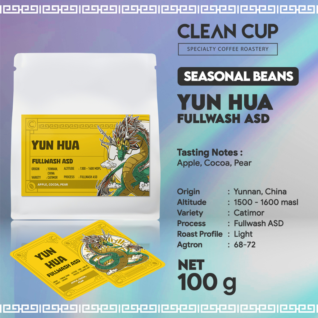

Kopi Clean Cup Roastery Chinna Yunnan Yun Hua Arabica Fullwash ASD Whole Bean