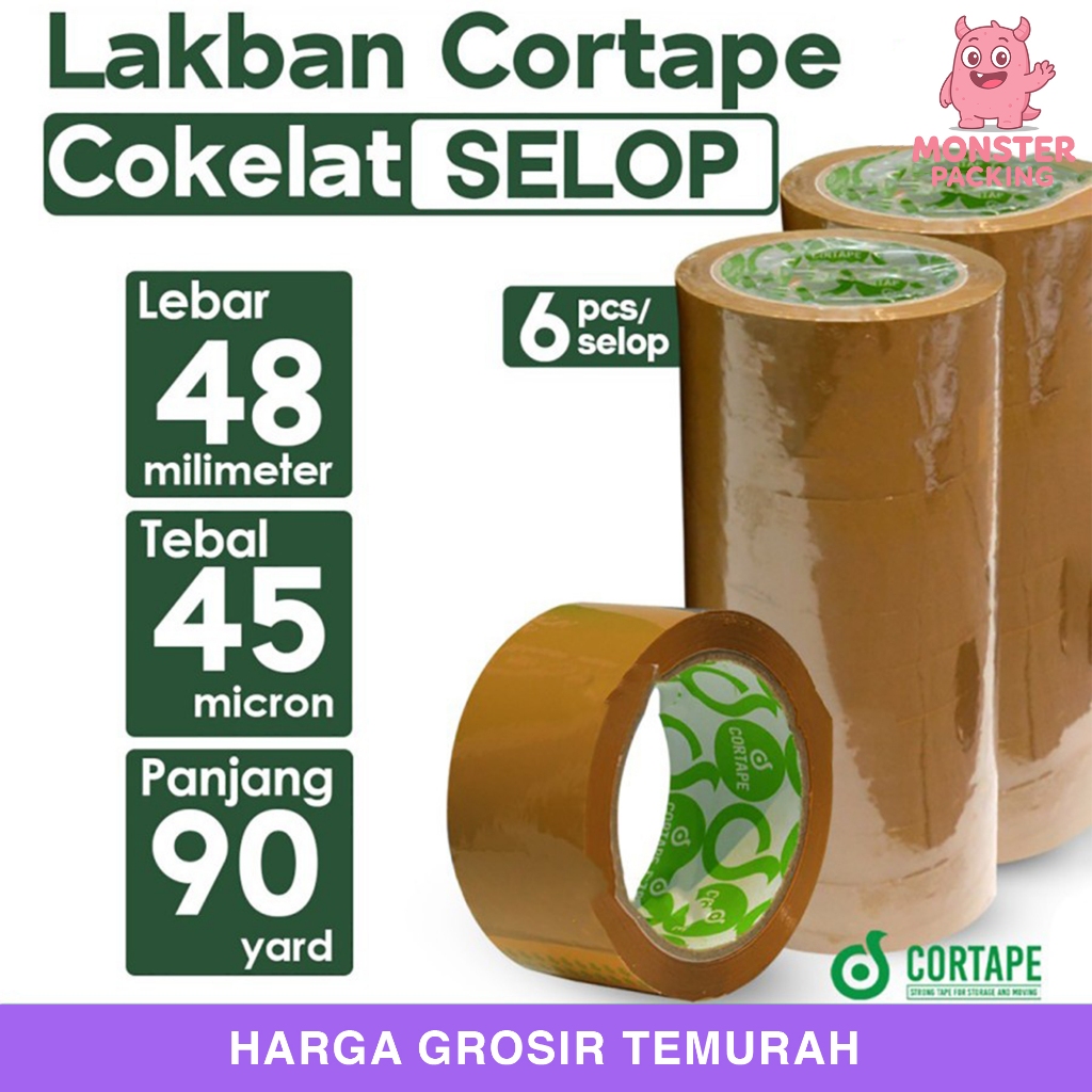 

Lakban Cortape Coklat 48 mm x 90 yard Setara Daimaru 1 Selop